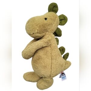 Pre-owned JELLYCAT LONDON BASHFUL MOSS GREEN Dino RETIRED PLUSH TOY SIZE 12'